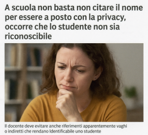 Docente che riflette sui limiti della privacy scolastica e sulla comunicazione online